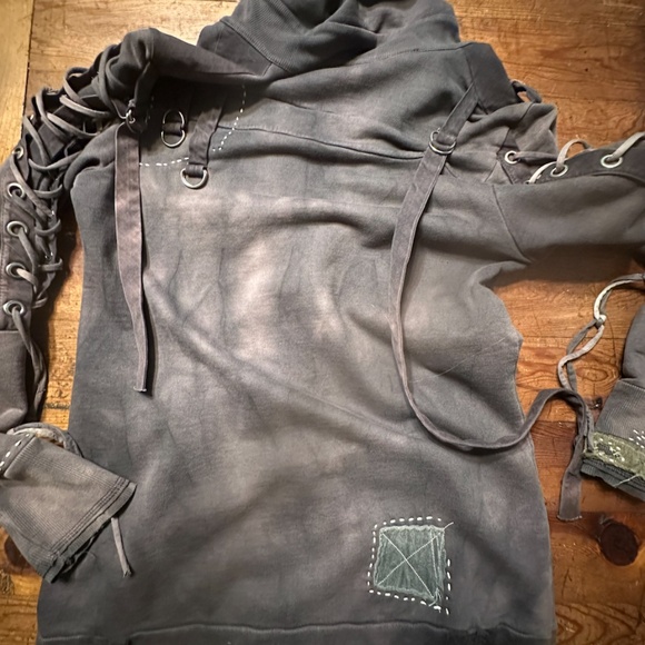 Salvage Gray Lace-Up Sweatshirt - Picture 9 of 10